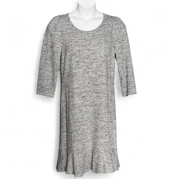 Talbots Terry Flounce Hem Shift Dress Sz Large Gray Cotton Blend NWT Casual Chic - Picture 2 of 9